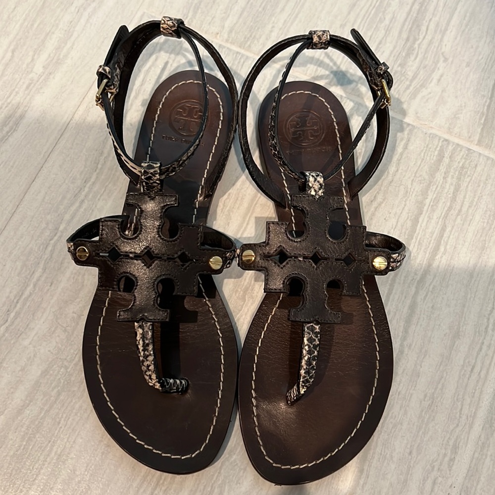 Tory Burch Snake Embossed Chandler Sandals